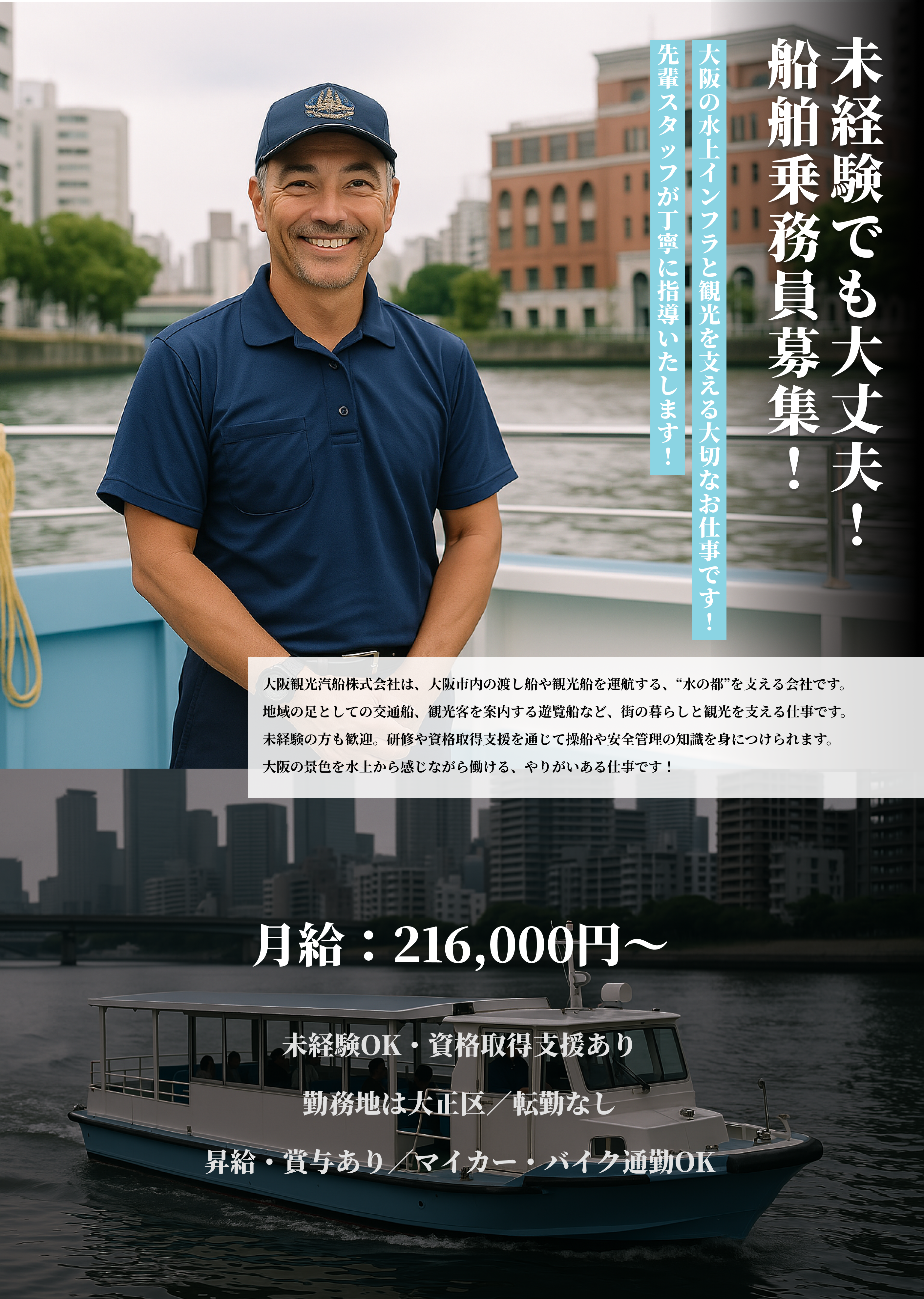 大阪観光汽船株式会社 船舶乗務員募集中
