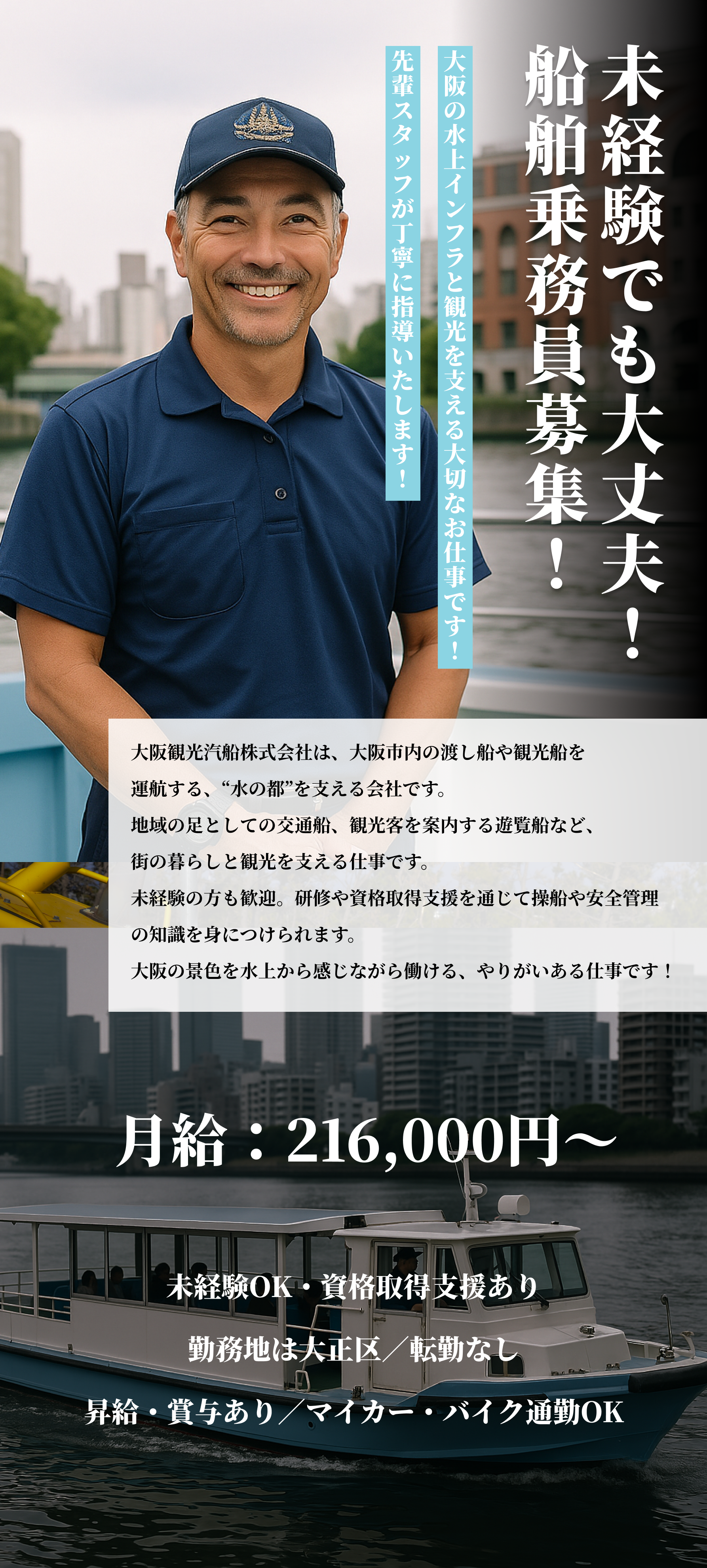 大阪観光汽船株式会社 船舶乗務員募集中